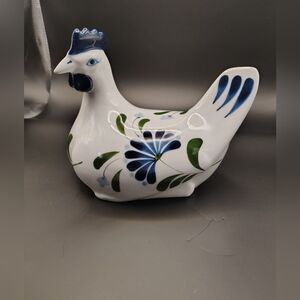 Dansk International Blue Floral Hen Chicken Figurine Danish Modern Folk Art